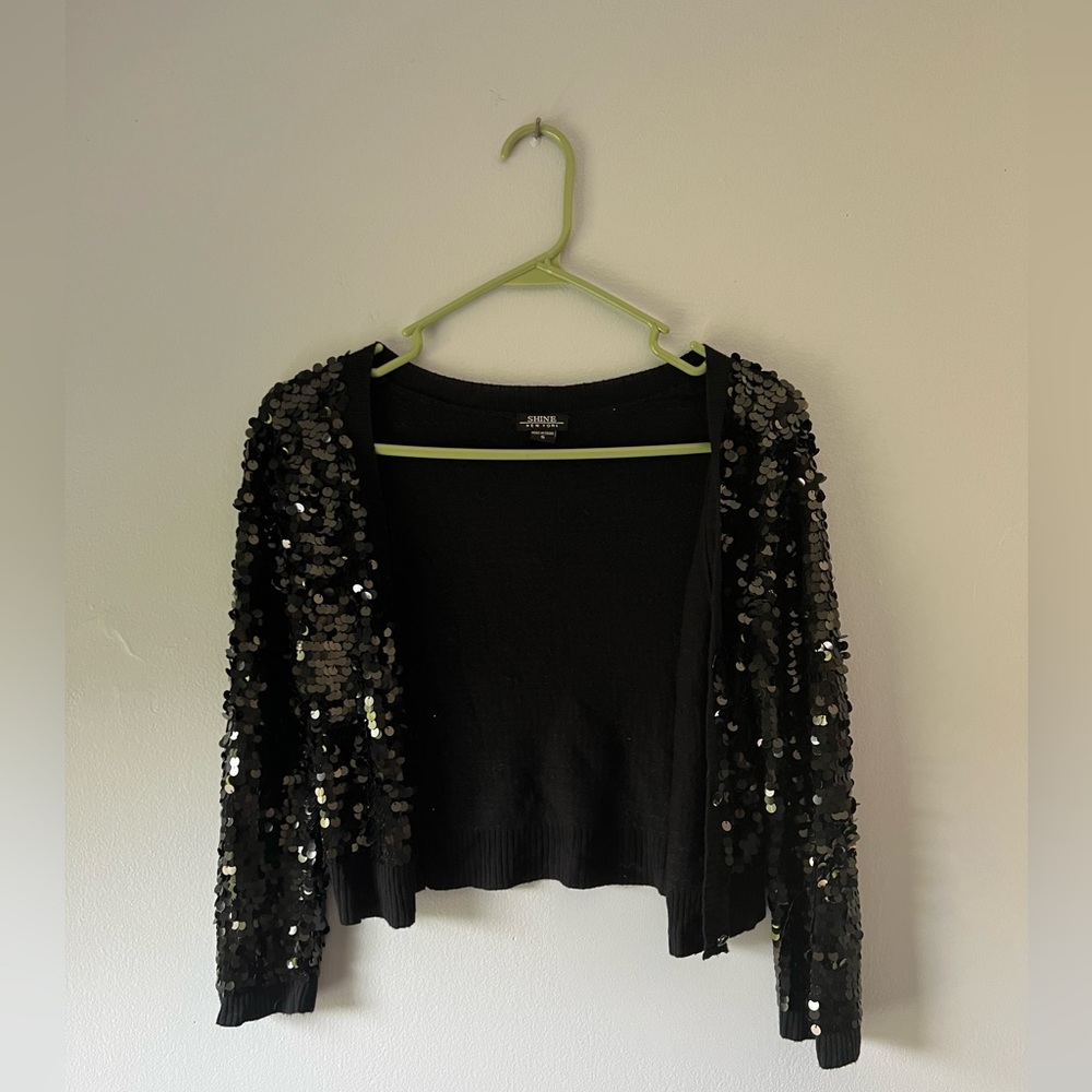 Vintage black sequined 100% rayon cardigan